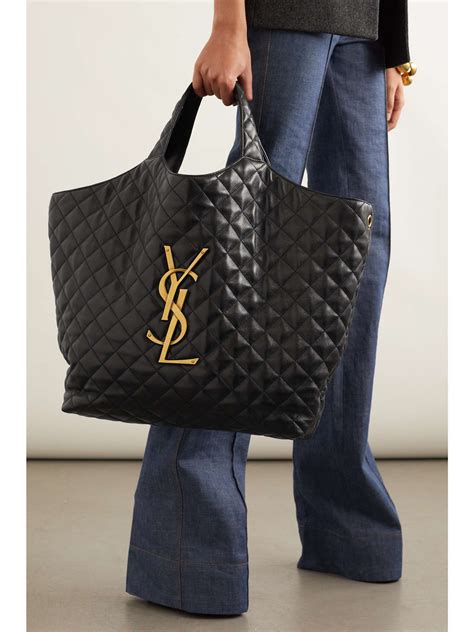 yves saint laurent black tote bag|ysl large quilted tote bag.